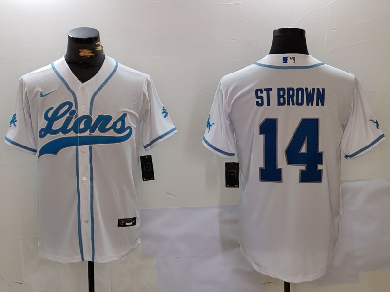 Men's Detroit Lions Amon-Ra St. Brown #14 White Jersey